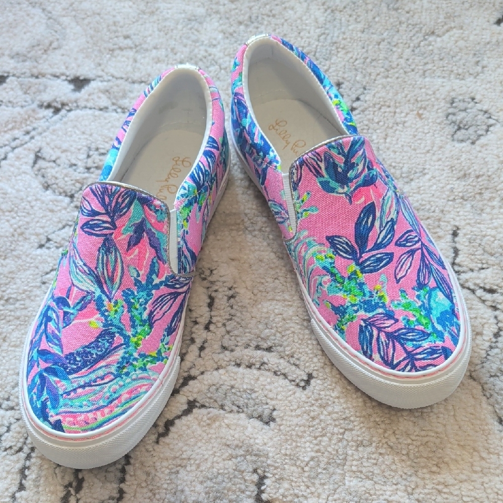 Lilly Pulitzer Women's Floral Pink and Blue Sneakers